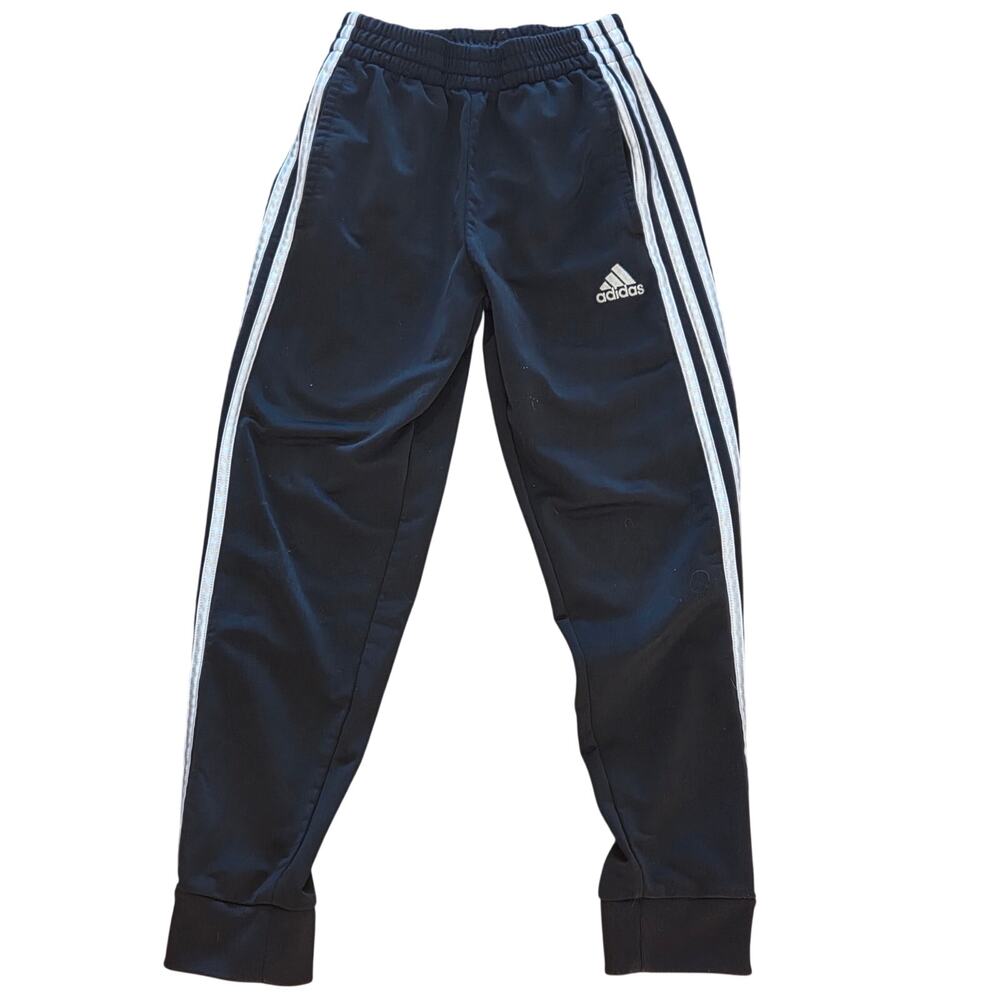 Classic Adidas Track Pants - Small, Black & White Stripes
